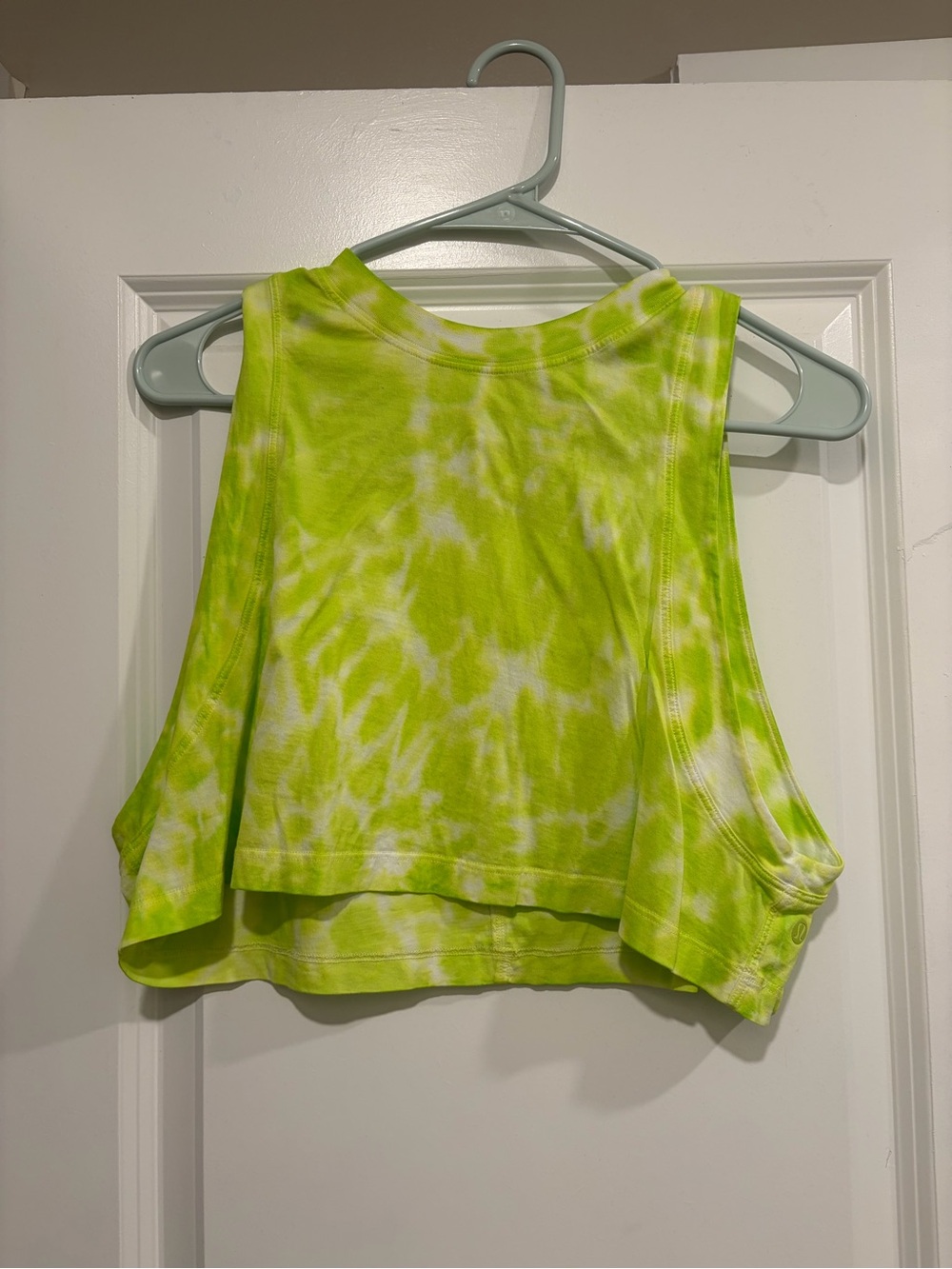lululemon athletica Lime and White Tie-Dye Cropped Tank